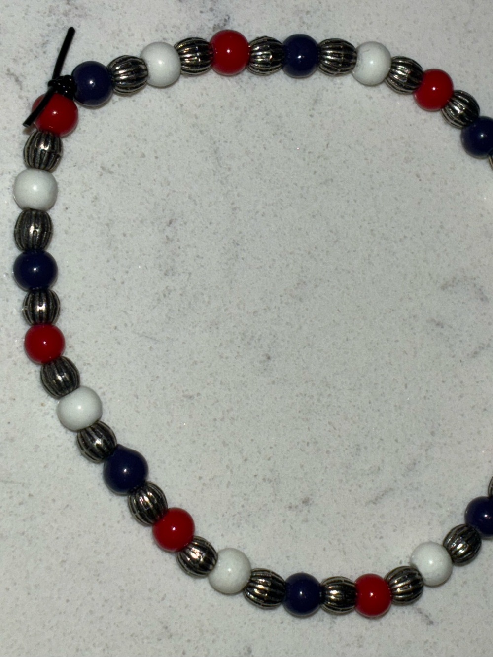 Patriotic Red, White & Blue Beaded Necklace